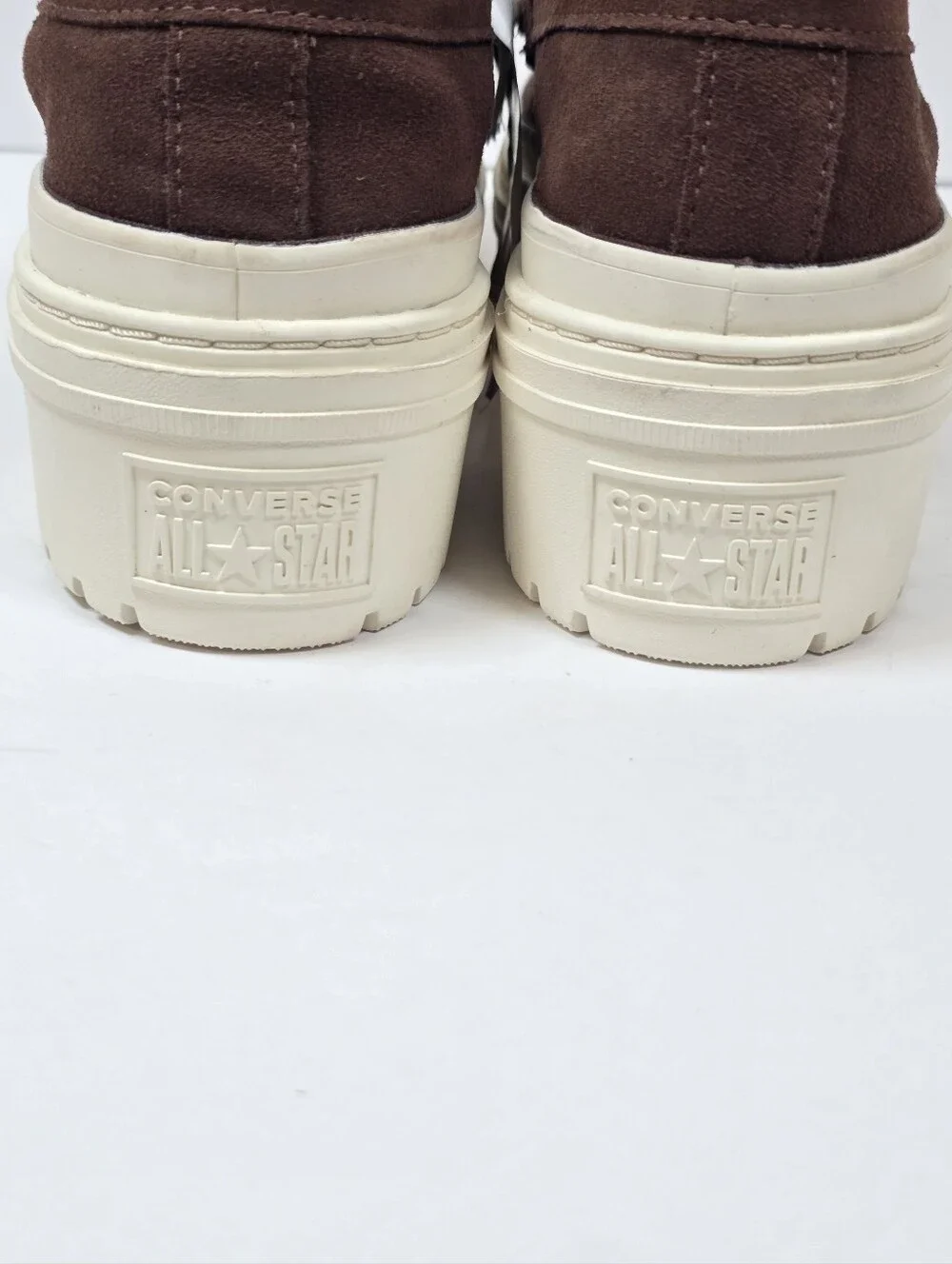 Converse Chuck Taylor Suede Lugged Heel Loafers Chocolate Brown Platforms Sz 7.5